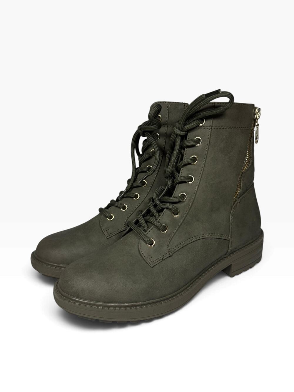 GBG Boots Size 7.5M Green and Gold Combat Boots Side Zip Quilted Lace Up